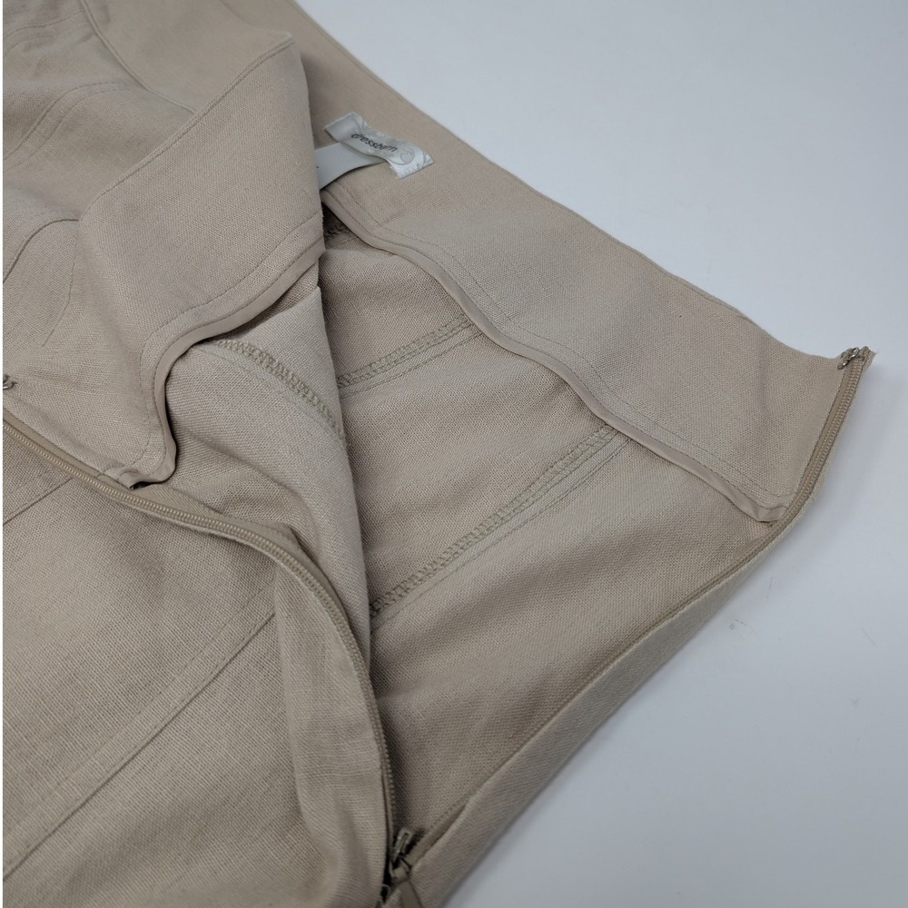 Dress Barn Tan Linen Blend Flared Panel A-Line Midi Skirt Women's Size 14 - Picture 9 of 13
